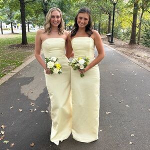 LulaKate Strapless Yellow Bridesmaid Dress